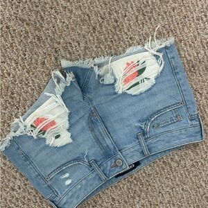 Express Light Blue Distressed Jean Shorts